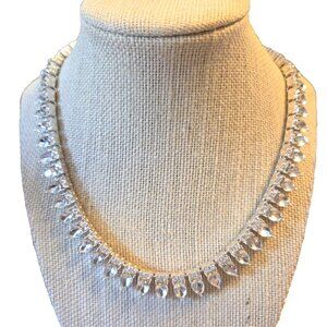 17" Crystal Statement Necklace Lobster Close Wedding Prom LOGO Links QVC